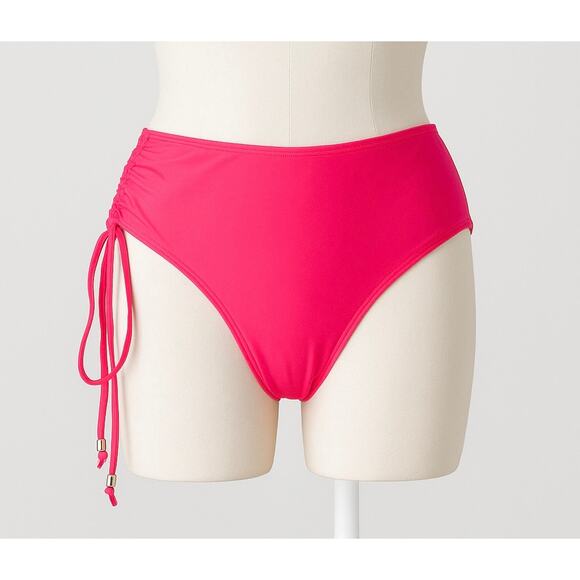 Catalina XL 16-18 Hot Pink Adjustable Ruched High Waist Swim Bottom Bikini - Picture 1 of 9